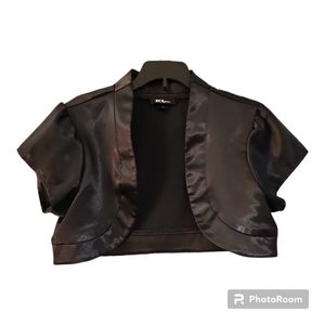 BCX Dresses satin-like formal shrug, black, XL